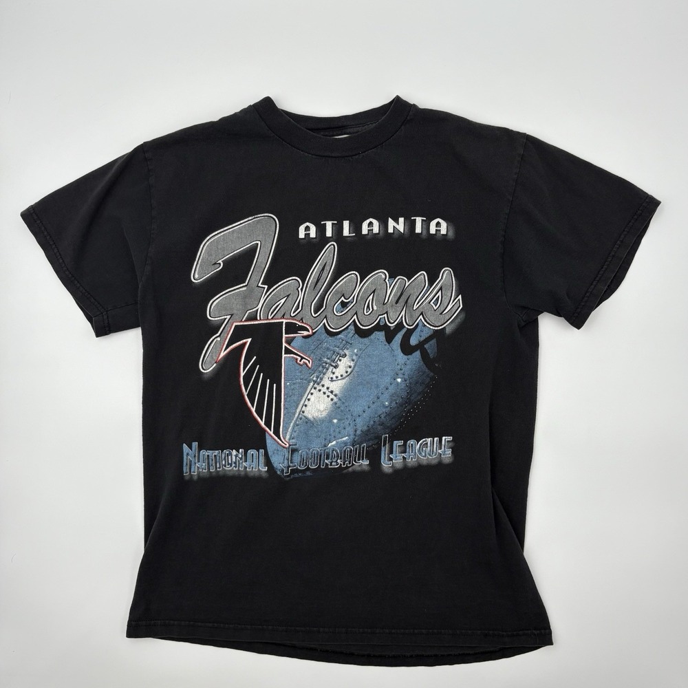 Vintage 90s Atlanta Falcons NFL Logo Athletic T-Shirt Black Graphic Tee Men's M